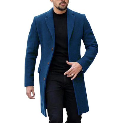 Manteau élégant homme – Manteau à un bouton chic en laine pour occasions spéciales