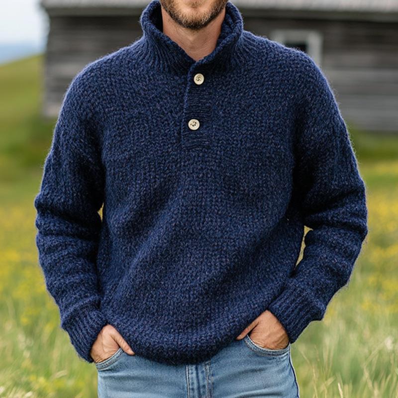 Pull en tricot homme – Pull col montant chaud et confortable en laine douce