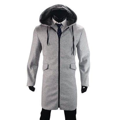 Manteau mi-long homme – Veste avec capuche et dentelle élégante pour hiver