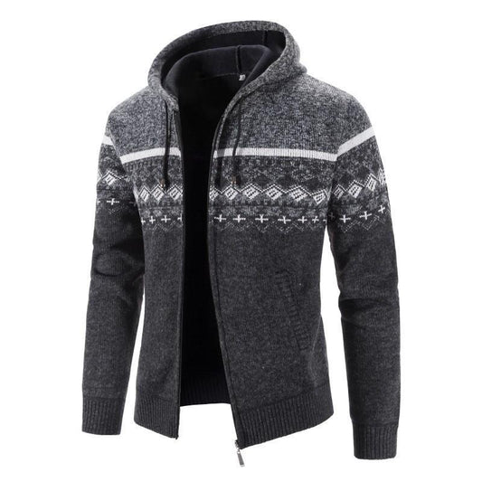 Hoodie en tricot homme – Sweat à capuche avec fermeture éclair complète et confortable