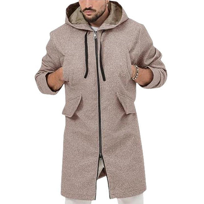 Manteau mi-long homme – Veste avec capuche et dentelle élégante pour hiver