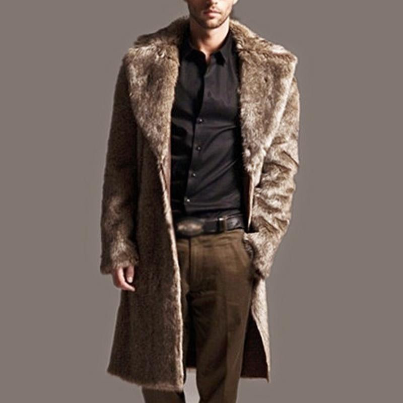 Manteau long homme – Manteau en fourrure design élégant pour hiver chic