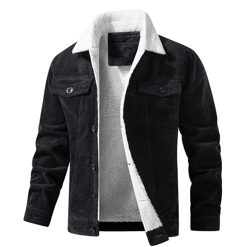 Veste homme col en peluche – Veste chaude avec poches poitrine élégantes