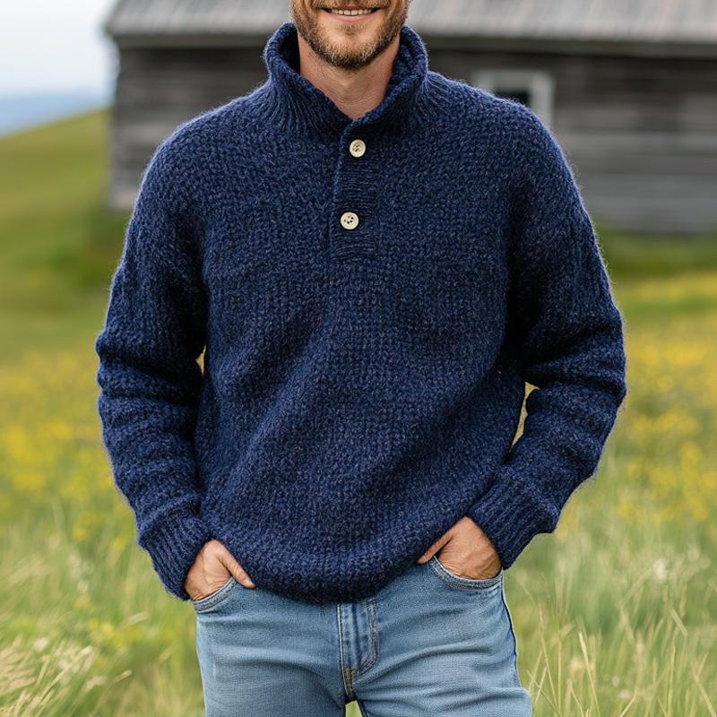 Pull en tricot homme – Pull col montant chaud et confortable en laine douce