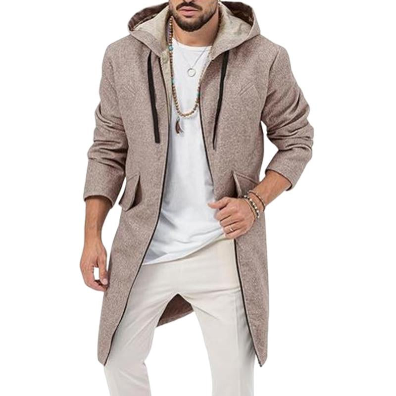 Manteau mi-long homme – Veste avec capuche et dentelle élégante pour hiver