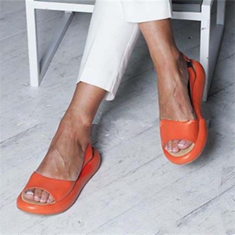 **Sandales plates ouvertes femme – Sandales confortables en cuir pour été**