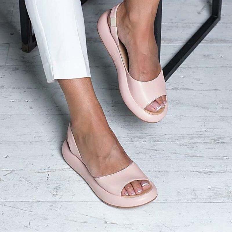 **Sandales plates ouvertes femme – Sandales confortables en cuir pour été**