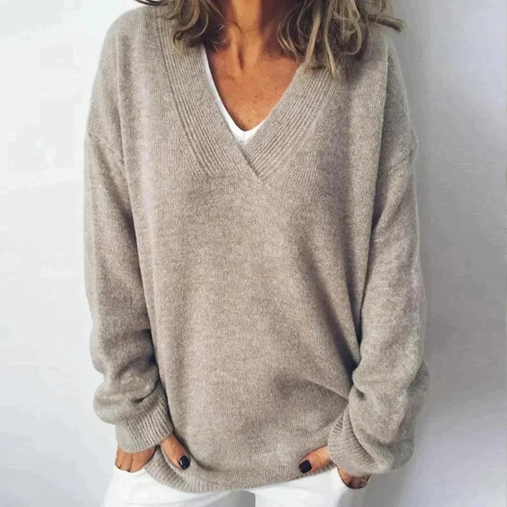 Pull col en V femme – Pull classique doux et confortable pour toutes occasions