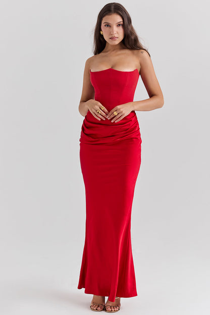 Robe de soirée femme – Robe corset sans bretelles élégante et chic pour cérémonie