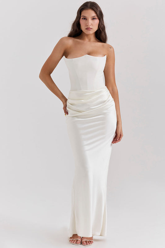 Robe de soirée femme – Robe corset sans bretelles élégante et chic pour cérémonie