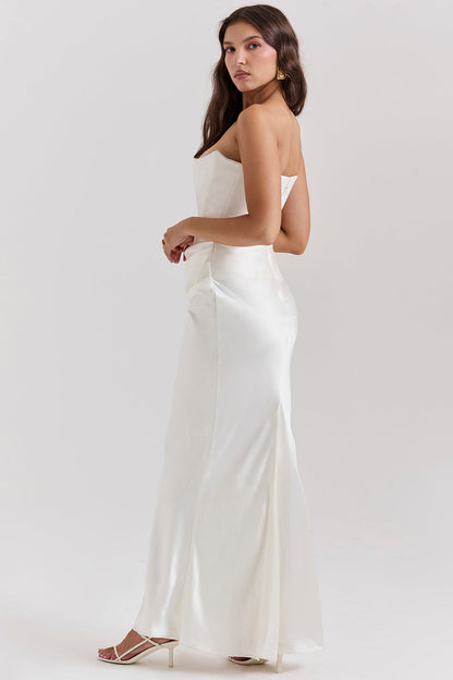 Robe de soirée femme – Robe corset sans bretelles élégante et chic pour cérémonie