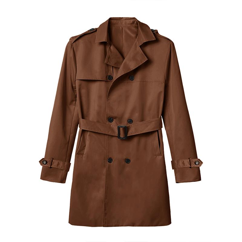 Trench-coat homme – Trench élégant à col revers avec ceinture pour automne