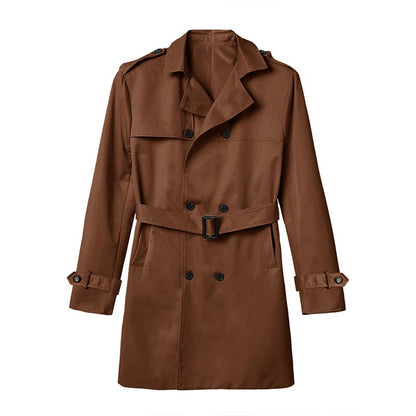 Trench-coat homme – Trench élégant à col revers avec ceinture pour automne