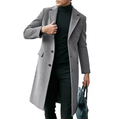 Manteau homme boutons – Manteau à col à revers élégant et stylé pour hiver