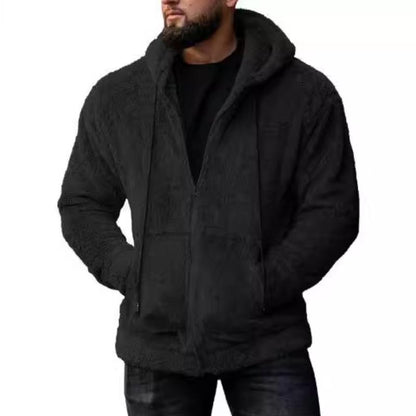 Veste homme avec capuche – Veste chaude à poches latérales pour hiver