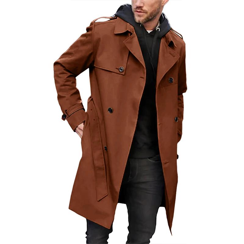 Trench-coat homme – Trench élégant à col revers avec ceinture pour automne