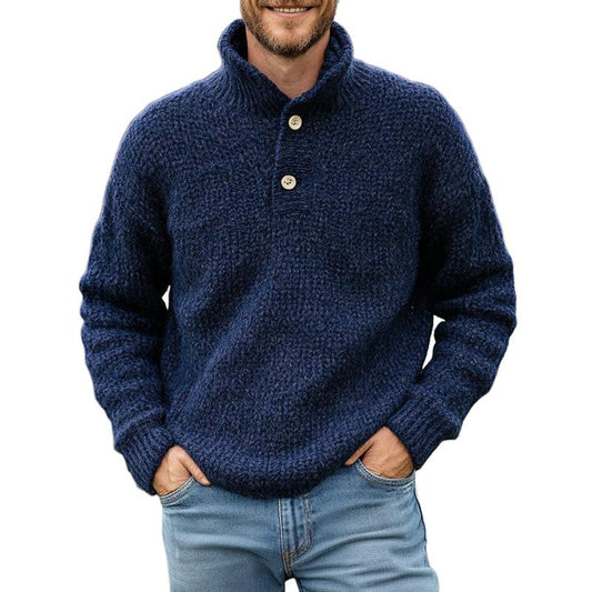 Pull en tricot homme – Pull col montant chaud et confortable en laine douce