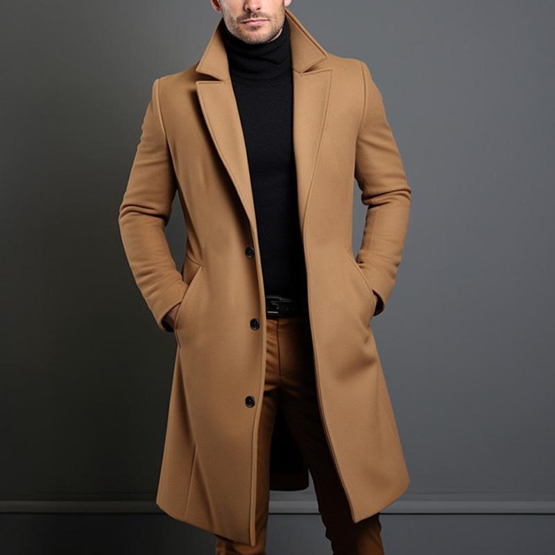 Manteau homme col revers – Veste élégante avec poches latérales pour hiver