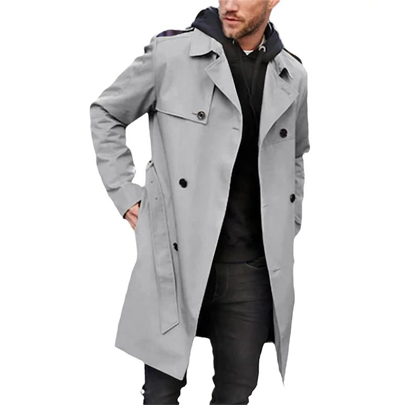 Trench-coat homme – Trench élégant à col revers avec ceinture pour automne