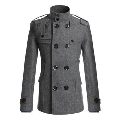 Manteau homme double boutonnage – Veste élégante avec col revers pour hiver