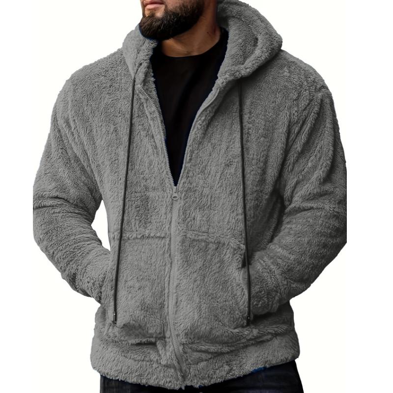 Veste homme avec capuche – Veste chaude à poches latérales pour hiver