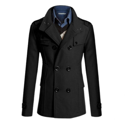 Manteau homme double boutonnage – Veste élégante avec col revers pour hiver