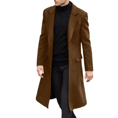 Manteau homme genou – Veste élégante à col revers pour hiver et mi-saison