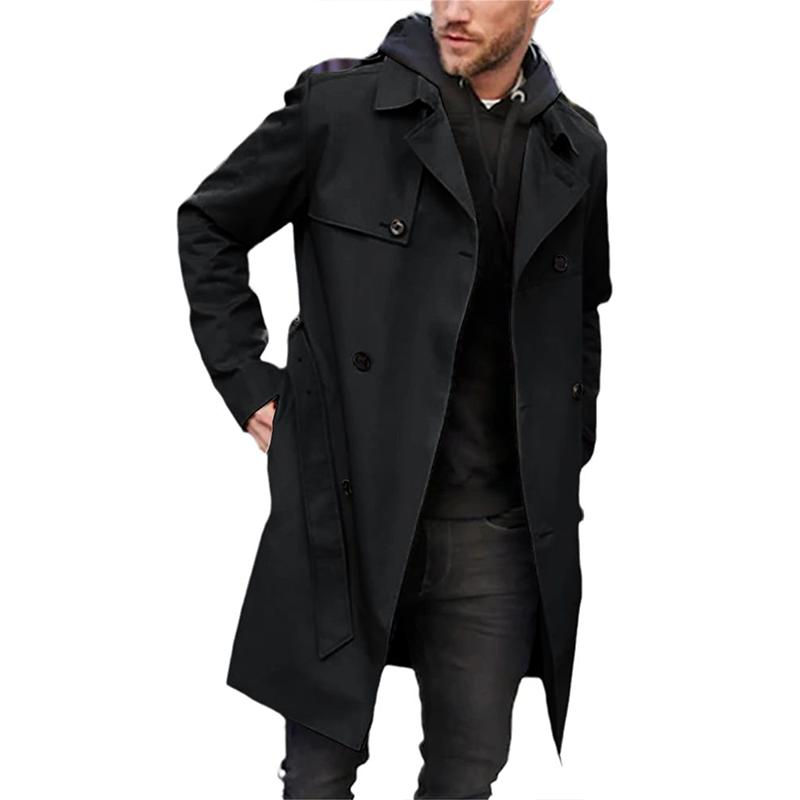 Trench-coat homme – Trench élégant à col revers avec ceinture pour automne