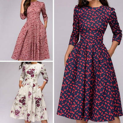 Robe à fleurs femme – Robe élégante fluide pour été, tenue décontractée chic