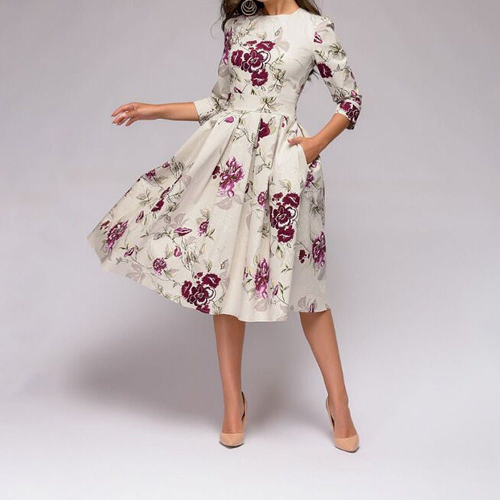 Robe à fleurs femme – Robe élégante fluide pour été, tenue décontractée chic