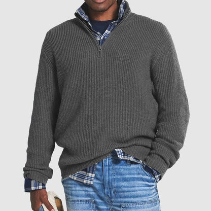 Pull tricot homme demi-zip – Pull chaud en laine pour hiver élégant et décontracté