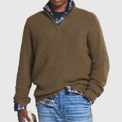 Pull tricot homme demi-zip – Pull chaud en laine pour hiver élégant et décontracté