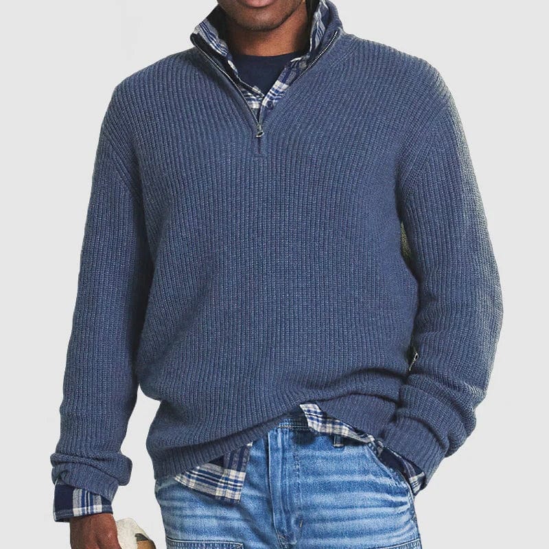 Pull tricot homme demi-zip – Pull chaud en laine pour hiver élégant et décontracté