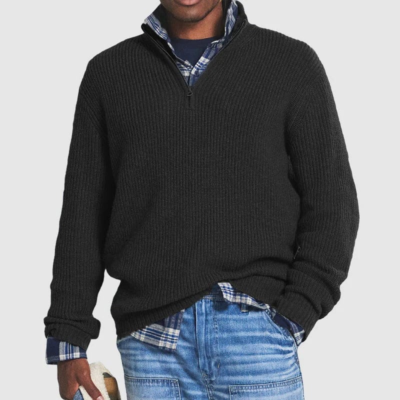 Pull tricot homme demi-zip – Pull chaud en laine pour hiver élégant et décontracté