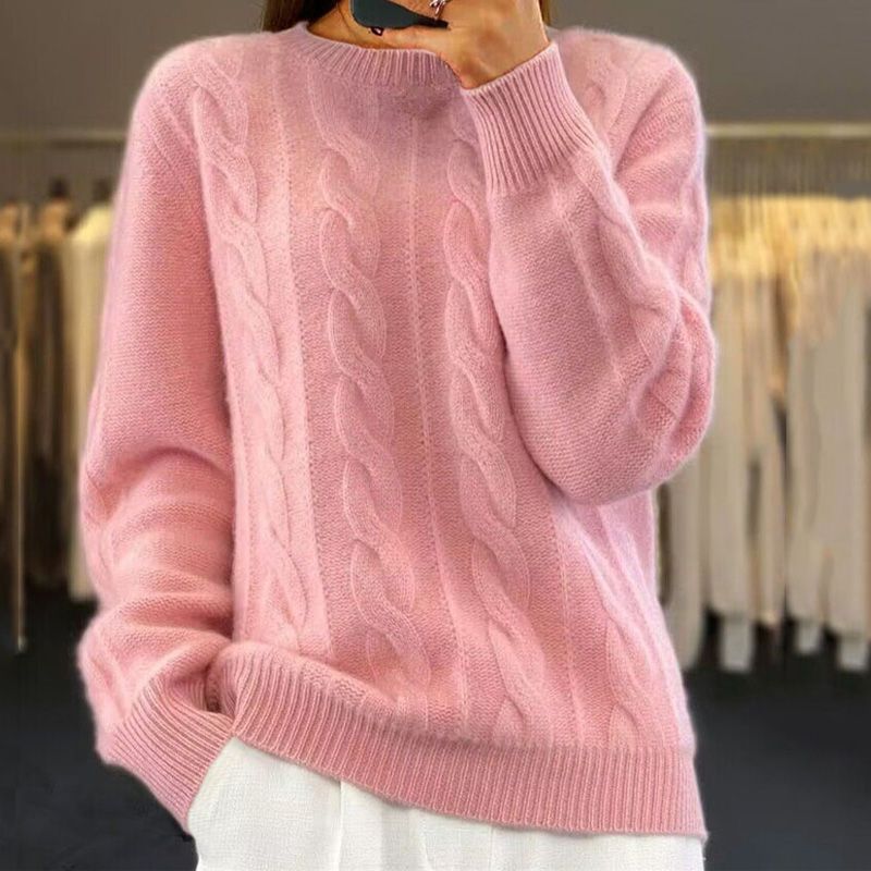 Pull en tricot chaud femme – Pull confortable en laine doux et élégant pour hiver