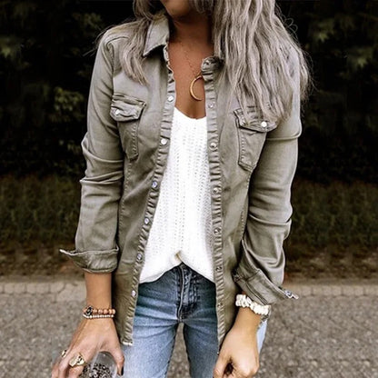 Veste en denim femme – Veste classique en jean coupe ajustée et tendance