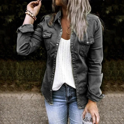 Veste en denim femme – Veste classique en jean coupe ajustée et tendance