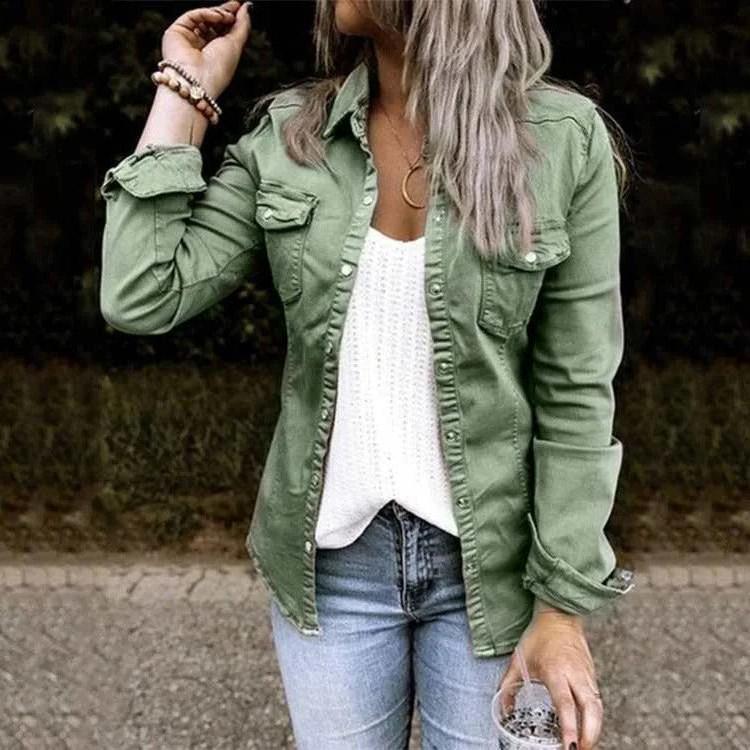 Veste en denim femme – Veste classique en jean coupe ajustée et tendance