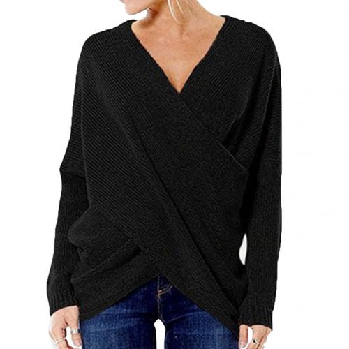 Pull femme croisé – Pull élégant à manches longues en tricot doux et confortable