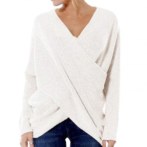 Pull femme croisé – Pull élégant à manches longues en tricot doux et confortable