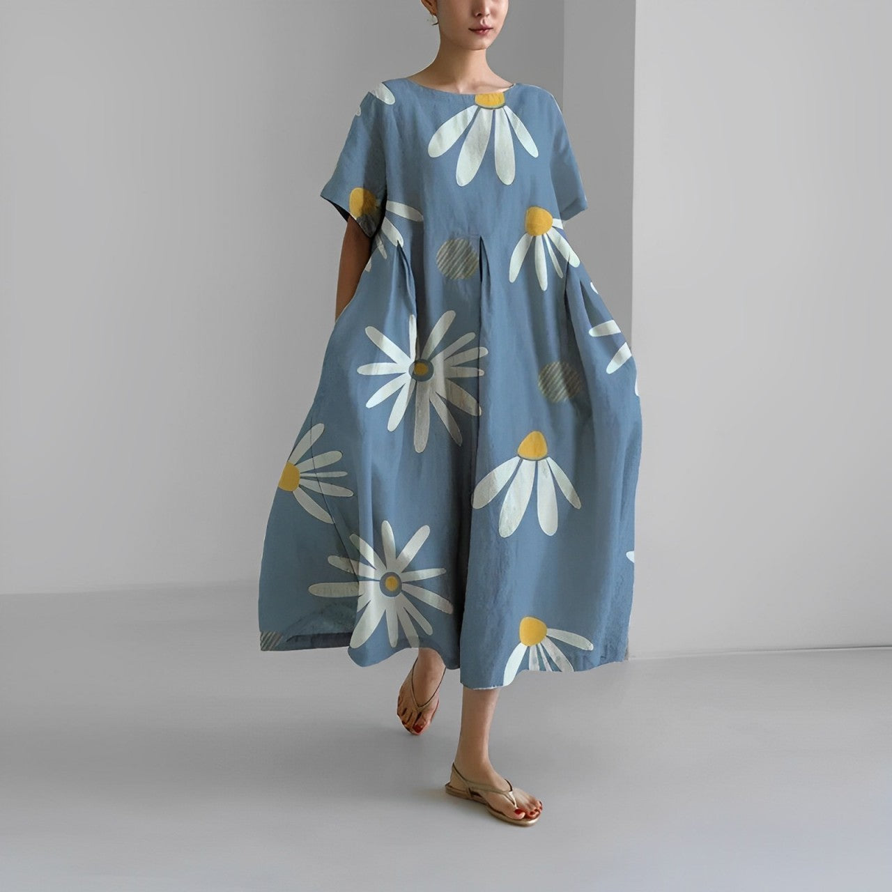 Robe imprimée femme – Robe élégante à manches courtes pour été chic