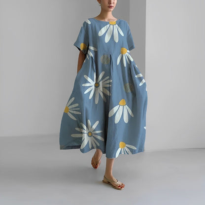 Robe imprimée femme – Robe élégante à manches courtes pour été chic