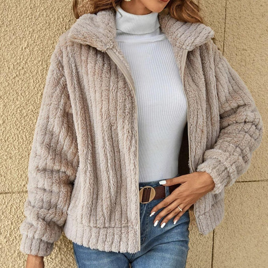 Cardigan peluche femme – Veste douce et chaude pour hiver chic